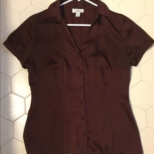 Ann Taylor Loft Rust short sleeve peplum blouse